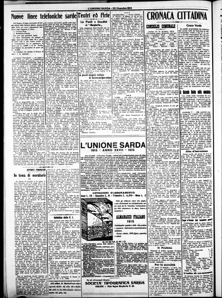 L'unione sarda : giornale settimanale, politico, amministrativo, letterario