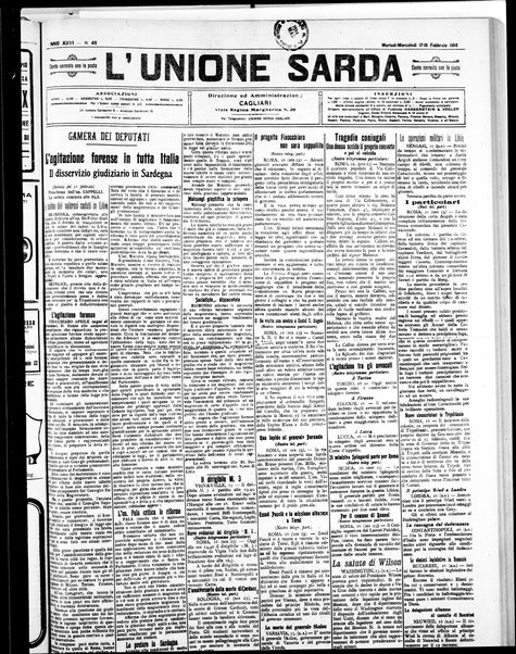 L'unione sarda : giornale settimanale, politico, amministrativo, letterario