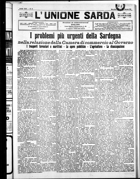 L'unione sarda : giornale settimanale, politico, amministrativo, letterario