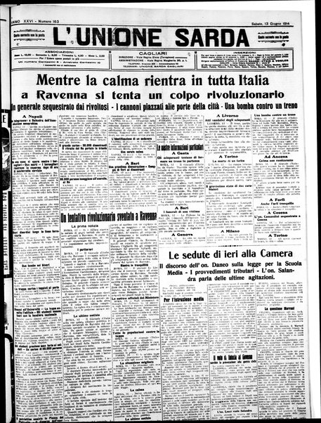 L'unione sarda : giornale settimanale, politico, amministrativo, letterario