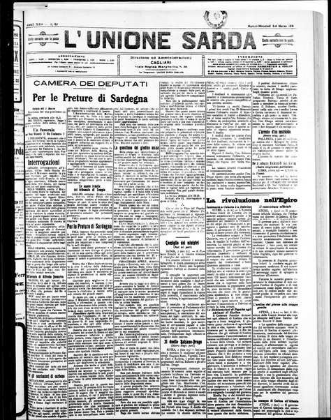 L'unione sarda : giornale settimanale, politico, amministrativo, letterario