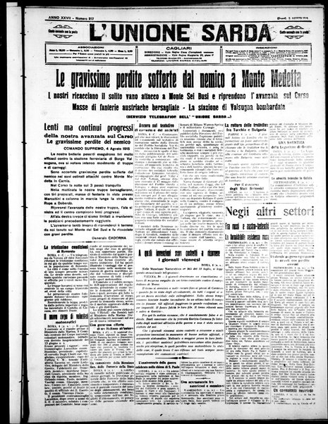 L'unione sarda : giornale settimanale, politico, amministrativo, letterario