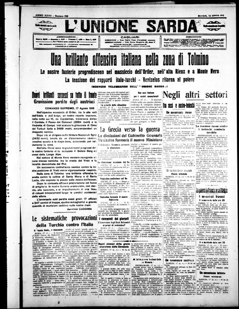 L'unione sarda : giornale settimanale, politico, amministrativo, letterario