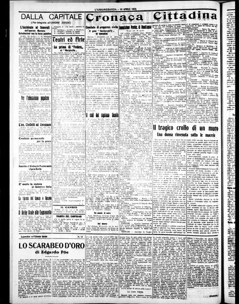 L'unione sarda : giornale settimanale, politico, amministrativo, letterario