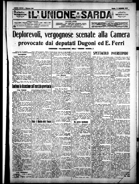 L'unione sarda : giornale settimanale, politico, amministrativo, letterario