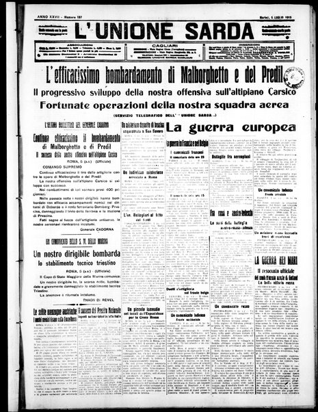 L'unione sarda : giornale settimanale, politico, amministrativo, letterario