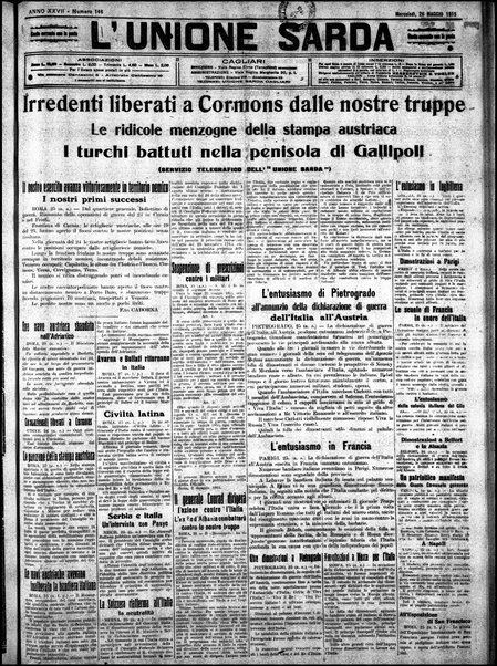 L'unione sarda : giornale settimanale, politico, amministrativo, letterario