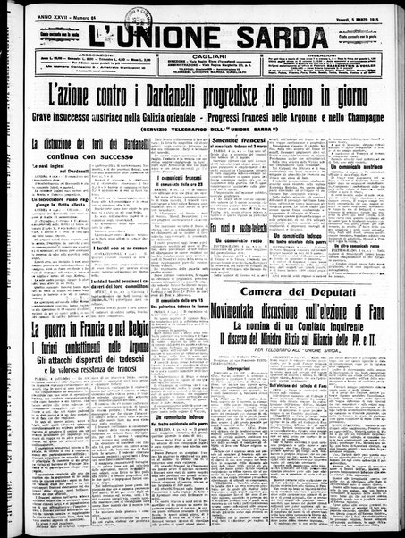 L'unione sarda : giornale settimanale, politico, amministrativo, letterario