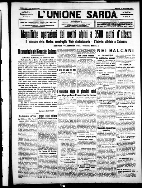 L'unione sarda : giornale settimanale, politico, amministrativo, letterario