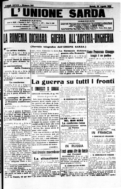 L'unione sarda : giornale settimanale, politico, amministrativo, letterario