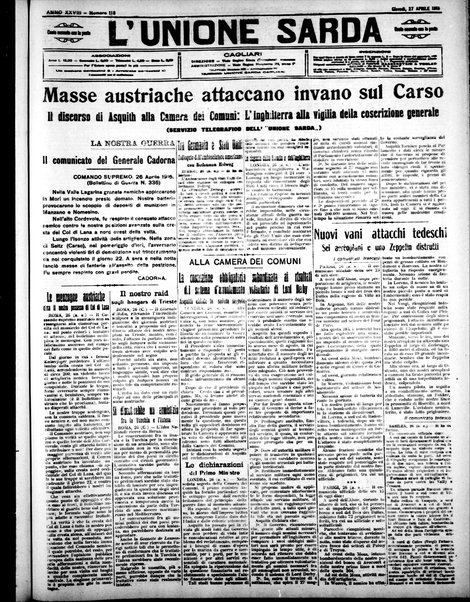 L'unione sarda : giornale settimanale, politico, amministrativo, letterario