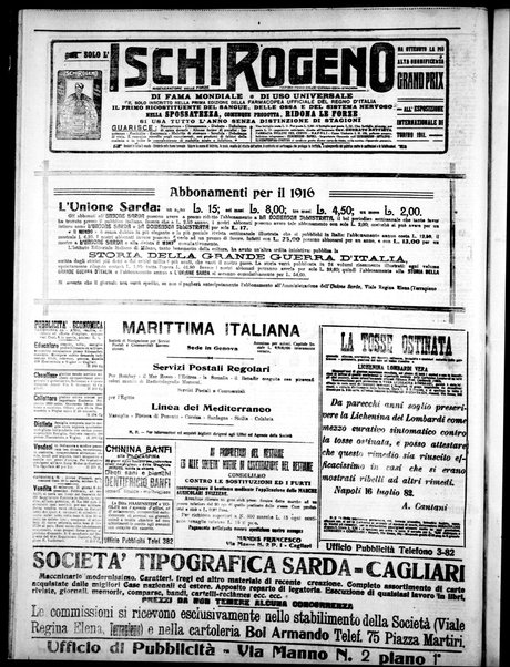 L'unione sarda : giornale settimanale, politico, amministrativo, letterario