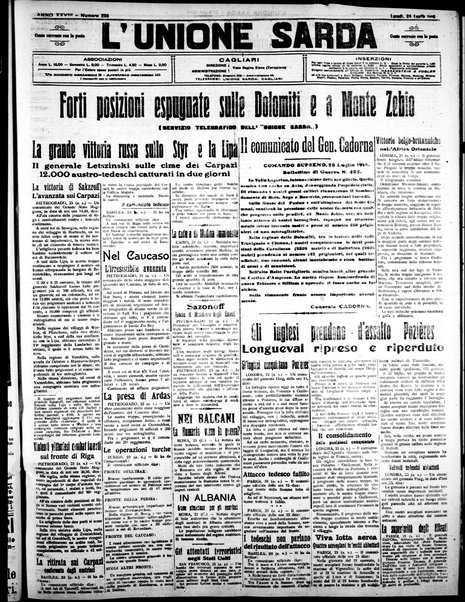 L'unione sarda : giornale settimanale, politico, amministrativo, letterario