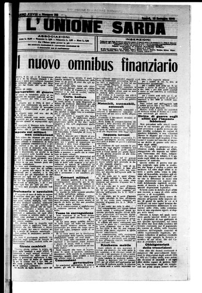 L'unione sarda : giornale settimanale, politico, amministrativo, letterario