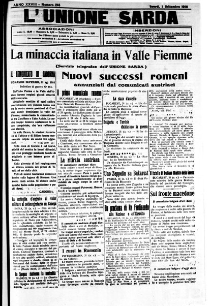 L'unione sarda : giornale settimanale, politico, amministrativo, letterario