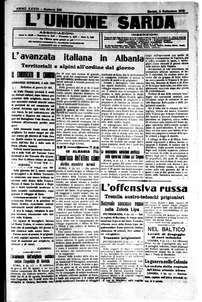 L'unione sarda : giornale settimanale, politico, amministrativo, letterario