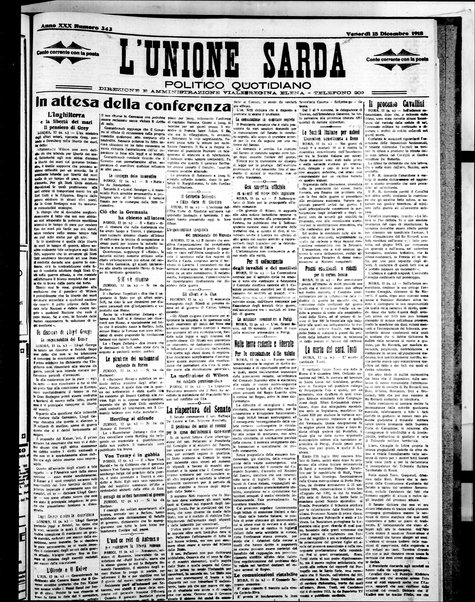 L'unione sarda : giornale settimanale, politico, amministrativo, letterario