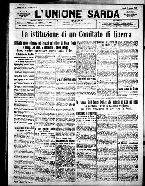 L'unione sarda : giornale settimanale, politico, amministrativo, letterario