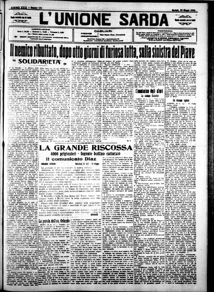 L'unione sarda : giornale settimanale, politico, amministrativo, letterario