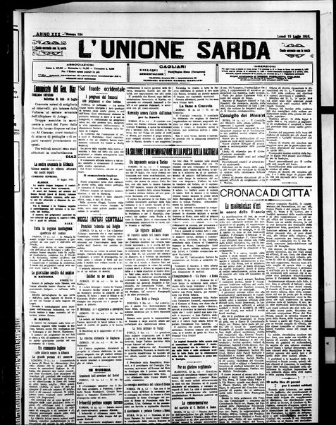 L'unione sarda : giornale settimanale, politico, amministrativo, letterario