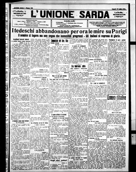 L'unione sarda : giornale settimanale, politico, amministrativo, letterario
