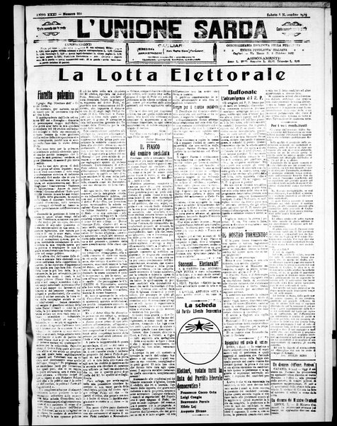 L'unione sarda : giornale settimanale, politico, amministrativo, letterario