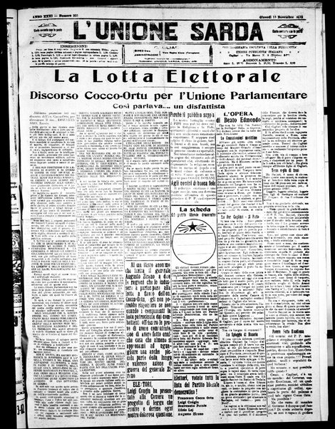 L'unione sarda : giornale settimanale, politico, amministrativo, letterario