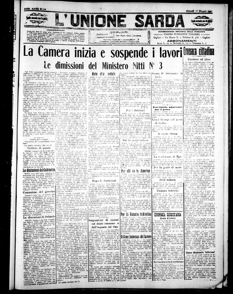 L'unione sarda : giornale settimanale, politico, amministrativo, letterario