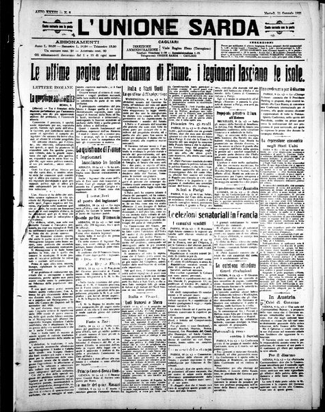 L'unione sarda : giornale settimanale, politico, amministrativo, letterario