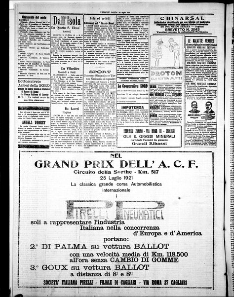 L'unione sarda : giornale settimanale, politico, amministrativo, letterario