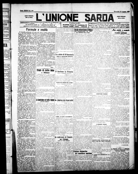 L'unione sarda : giornale settimanale, politico, amministrativo, letterario