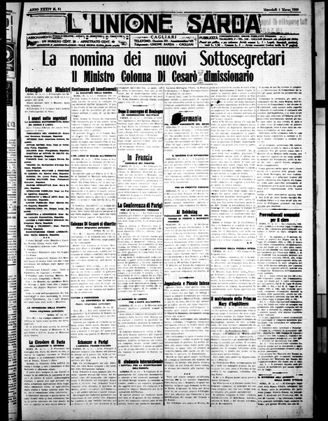 L'unione sarda : giornale settimanale, politico, amministrativo, letterario