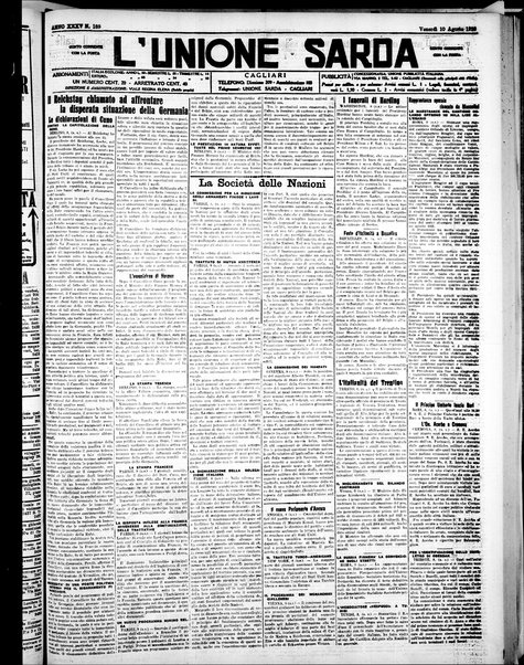 L'unione sarda : giornale settimanale, politico, amministrativo, letterario