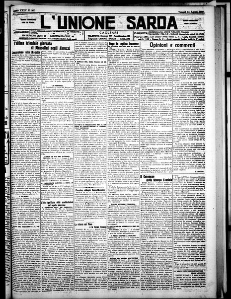L'unione sarda : giornale settimanale, politico, amministrativo, letterario