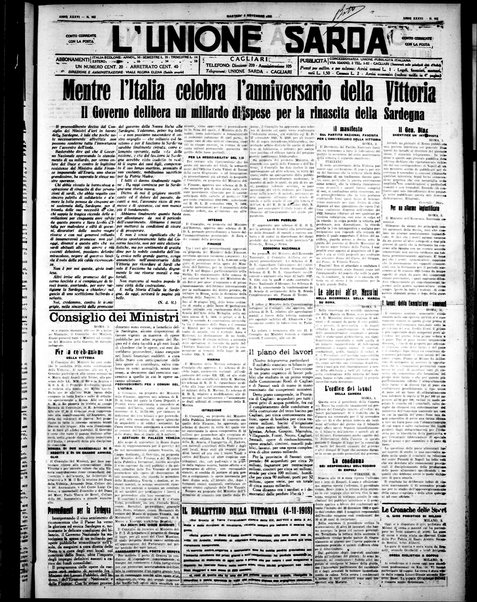 L'unione sarda : giornale settimanale, politico, amministrativo, letterario