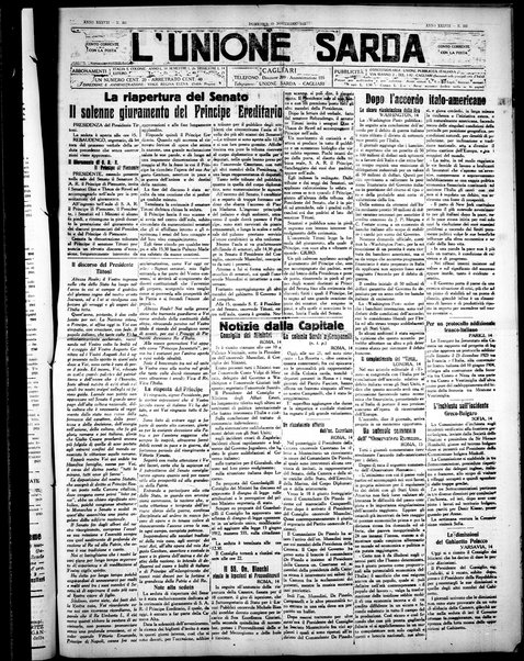 L'unione sarda : giornale settimanale, politico, amministrativo, letterario