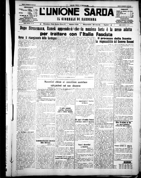 L'unione sarda : giornale settimanale, politico, amministrativo, letterario