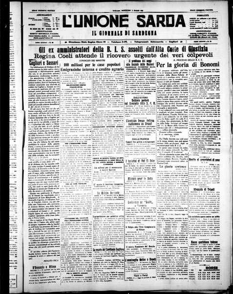 L'unione sarda : giornale settimanale, politico, amministrativo, letterario