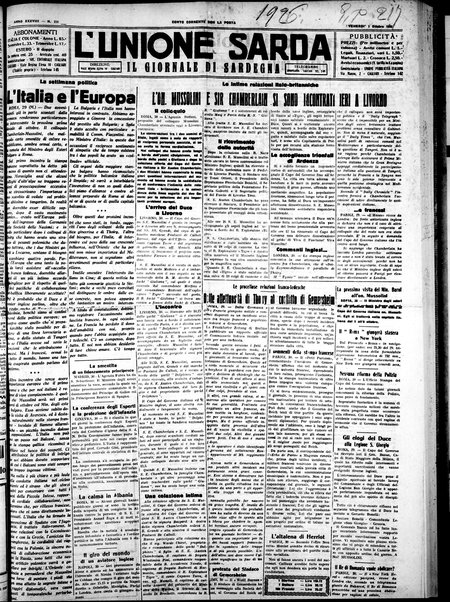 L'unione sarda : giornale settimanale, politico, amministrativo, letterario