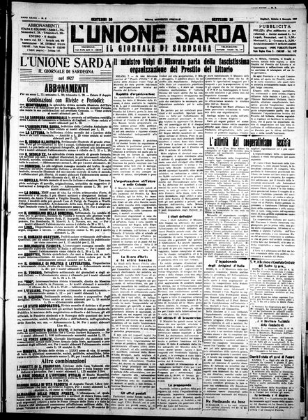 L'unione sarda : giornale settimanale, politico, amministrativo, letterario