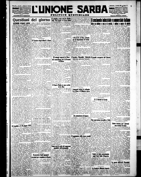 L'unione sarda : giornale settimanale, politico, amministrativo, letterario