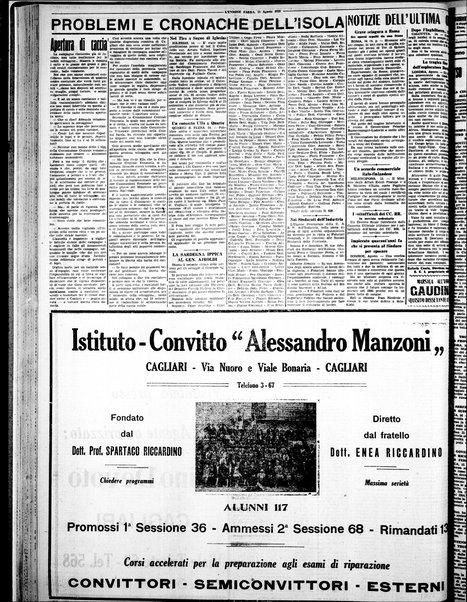 L'unione sarda : giornale settimanale, politico, amministrativo, letterario