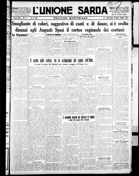 L'unione sarda : giornale settimanale, politico, amministrativo, letterario