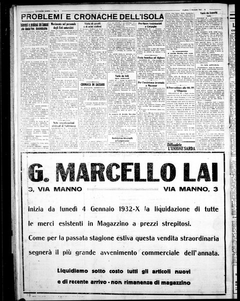 L'unione sarda : giornale settimanale, politico, amministrativo, letterario