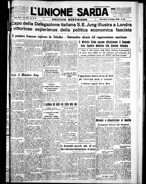 L'unione sarda : giornale settimanale, politico, amministrativo, letterario