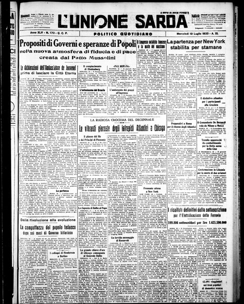 L'unione sarda : giornale settimanale, politico, amministrativo, letterario