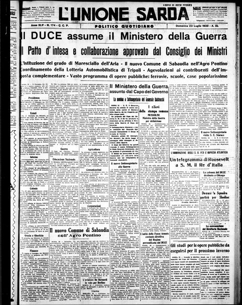 L'unione sarda : giornale settimanale, politico, amministrativo, letterario