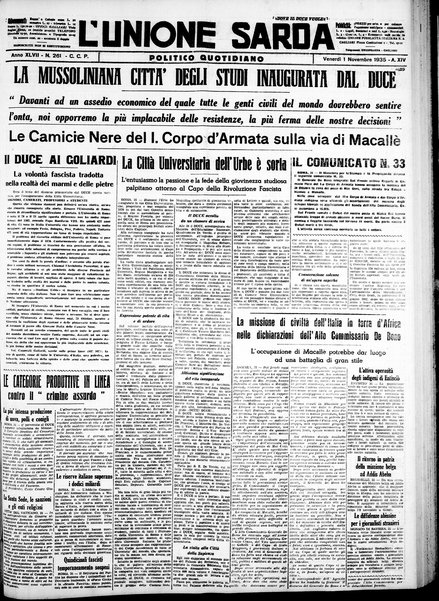 L'unione sarda : giornale settimanale, politico, amministrativo, letterario