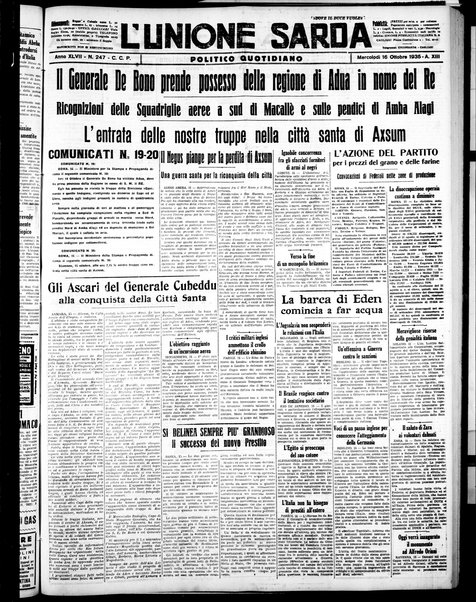 L'unione sarda : giornale settimanale, politico, amministrativo, letterario