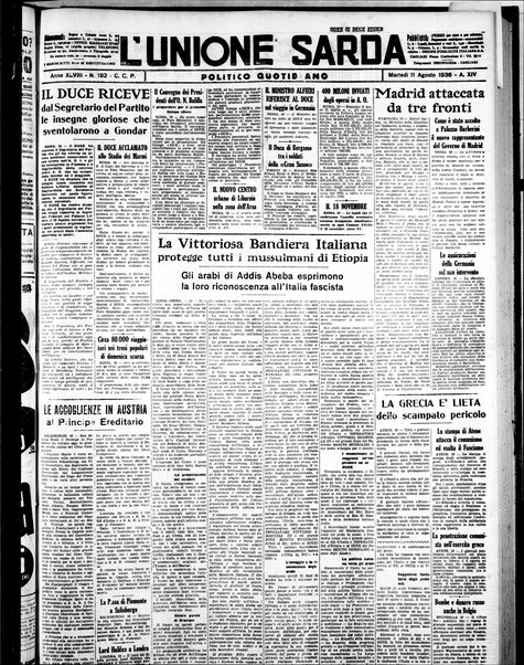 L'unione sarda : giornale settimanale, politico, amministrativo, letterario